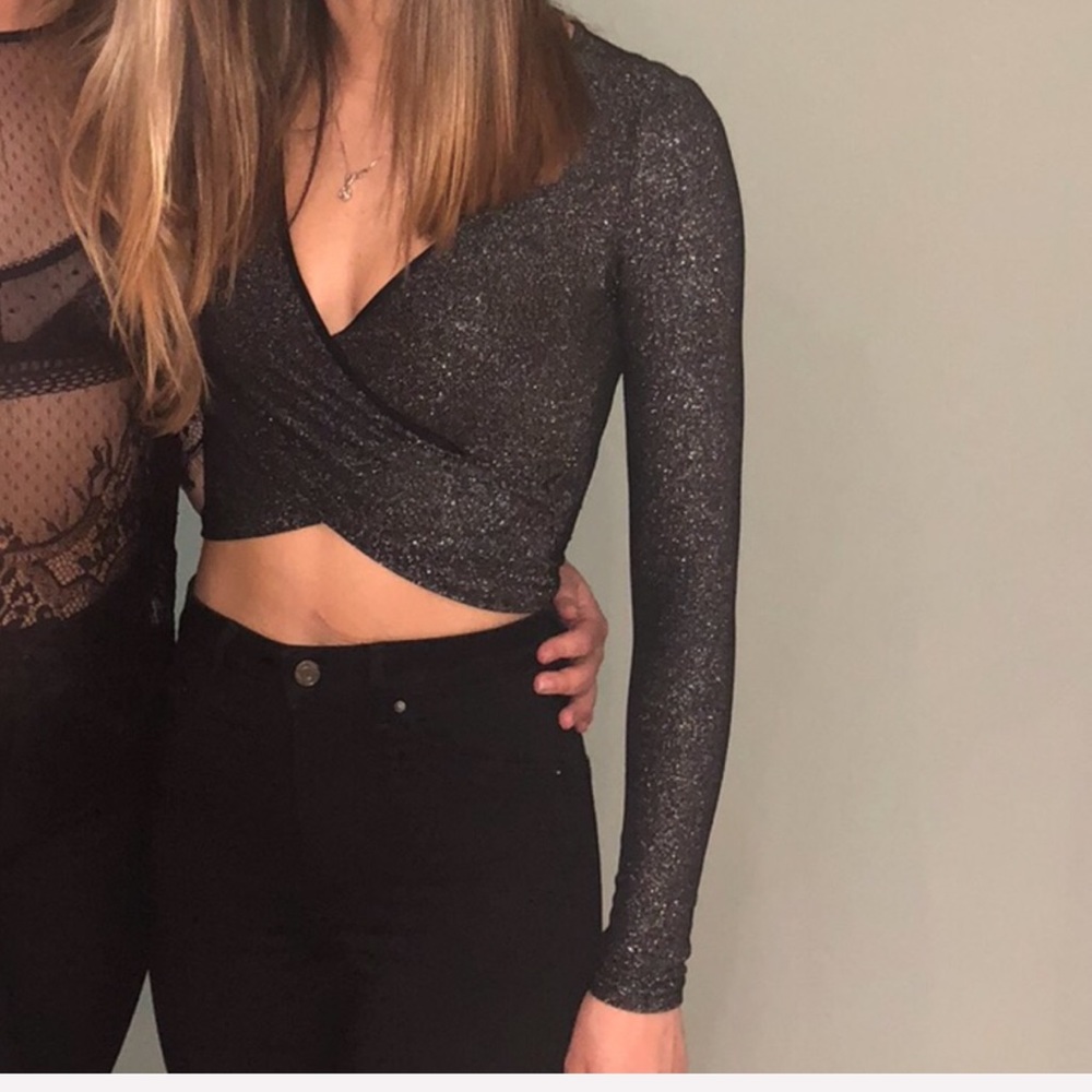 Midnight Shimmer Wrap Crop Top- Purchased in Paris